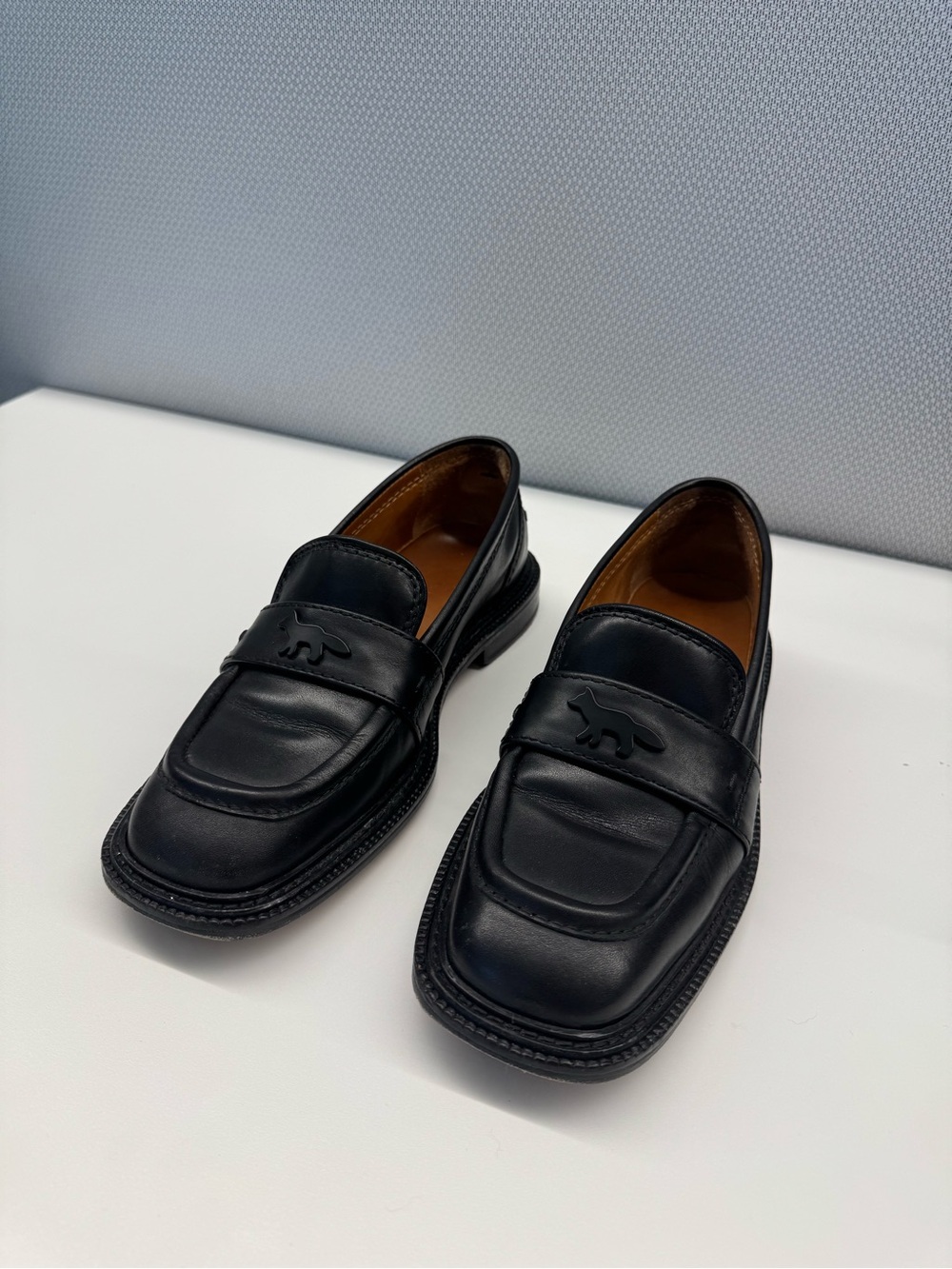 MAISON KITSUNE Black Leather Loafers